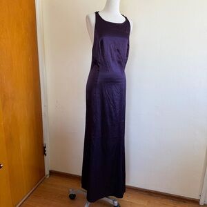 Satin Maxi Dress in Deep Purple - Elegant Sleeveless Evening Gown